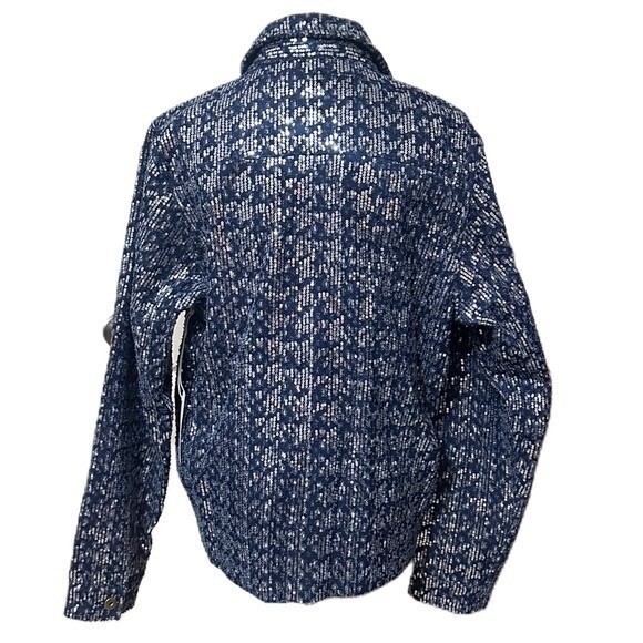 Six/Fifty Pixie Jacket Denim Sequin Blue Size Medium NWT - Picture 5 of 9